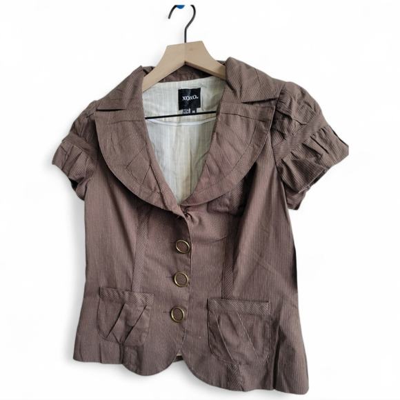 XOXO Brown Blazer with Button Detail - Picture 7 of 12